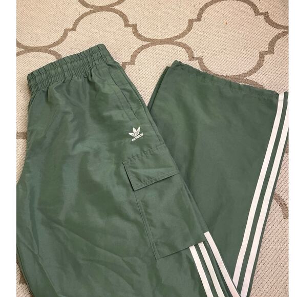 Adidas Originals Adicolor 3-Stripes cargo wide leg drawstring hem pants, size XL - Picture 2 of 16
